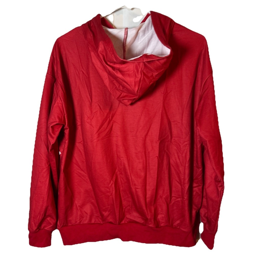Disney Stitch Christmas‎ Hoodie Womens Medium Red Holiday Sweatshirt NWT - Picture 6 of 6
